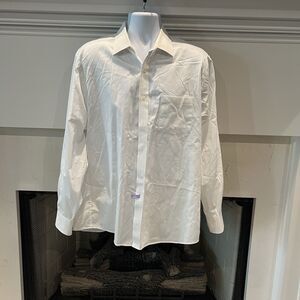 MICHAEL KORS Solid White Dress Shirt Stretch Cotton Regular Fit 16 1/2 34-35